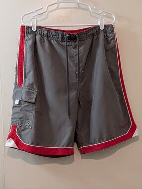 Men's OP Gray and Red Athletic Swim Shorts size L/G